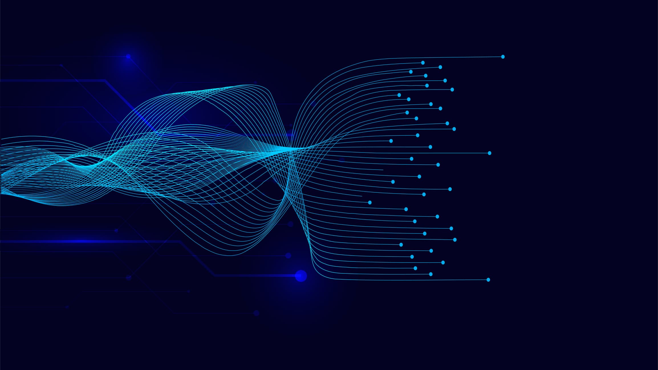 Vector wave lines flowing for concept of AI technology